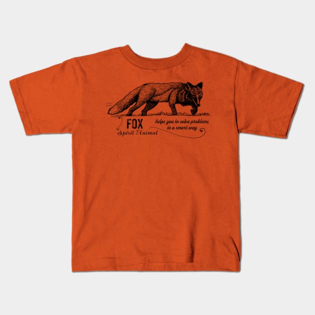 Spirit animal - fox - black Kids T-Shirt by mnutz